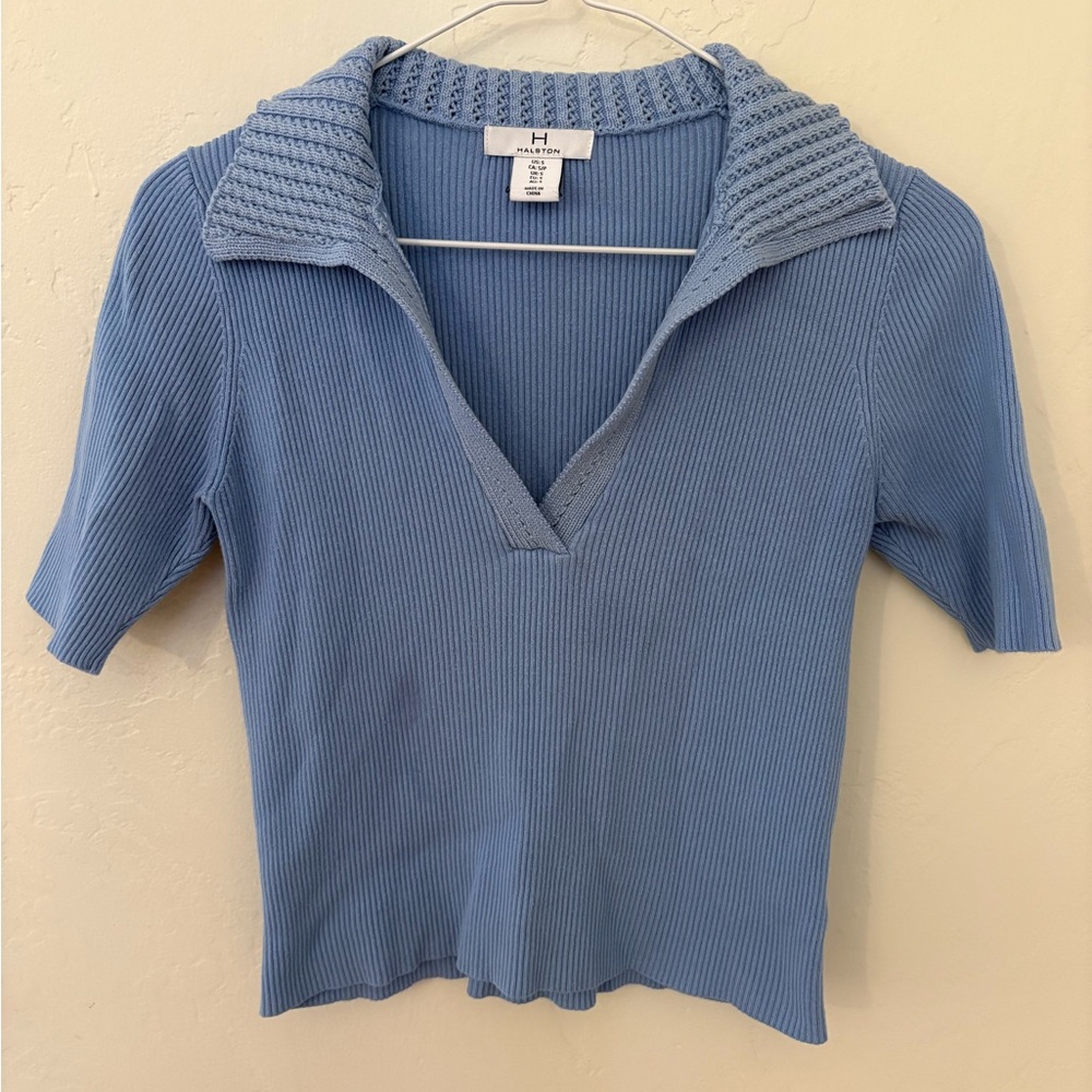 Halston Heritage Light Blue Knit Top